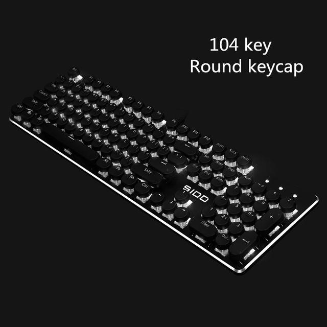 S100 Gaming Mechanical Keyboard Anti-ghosting Blue Red Black Brown Switch Backlit LED wired Retro Round keycap Russian stickers