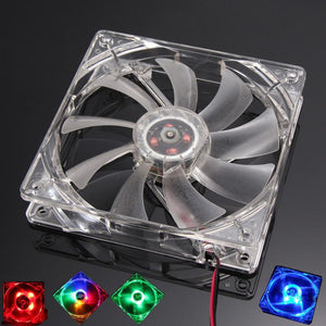 PC Computer Fan Quad 4 LED Light 120mm PC Computer Case 12V Cooling Fan