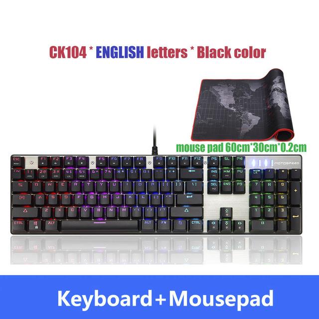 Motospeed CK104 Metal Keyboard Blue Red Switch Gaming Wired Mechanical Keyboard